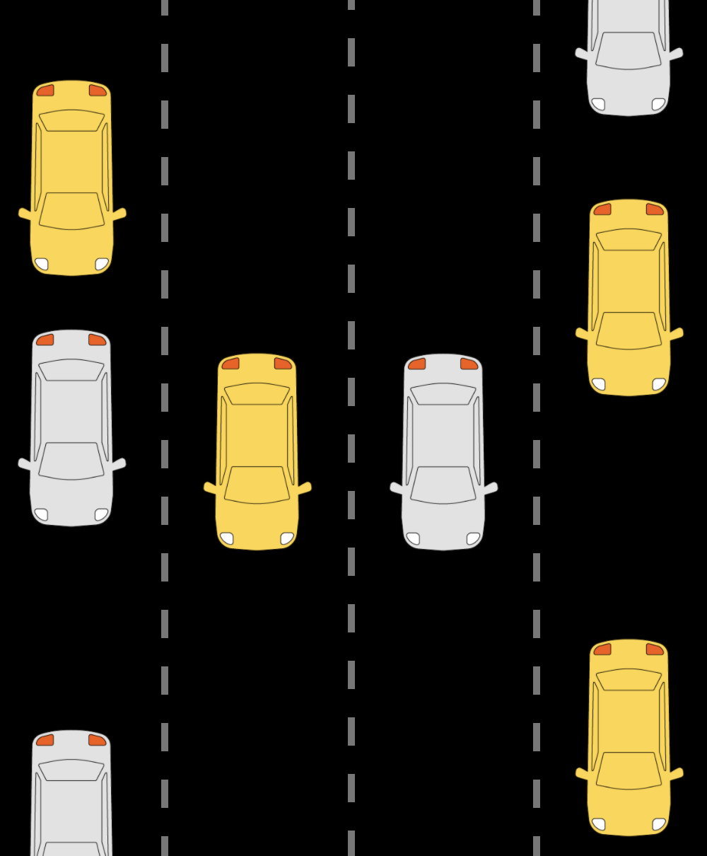 A rearview mirror showing a power plant on one side of the road and a solar panels on the other